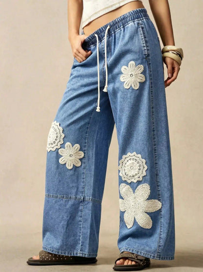 Wide-Leg Drawstring Jeans by Trendsi