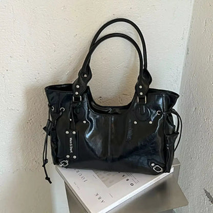 Drawstring Leather Handbag by Trendsi