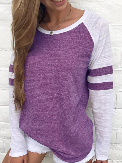 Full Size Color-Block Raglan Sleeve Striped T-Shirt Plus Size by Trendsi