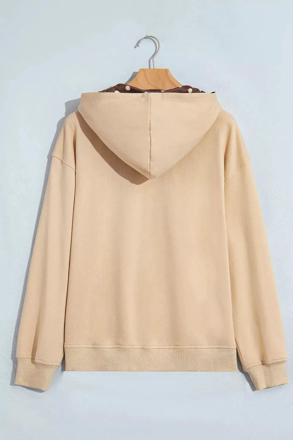 Polka Dot Zip-Up Hoodie by Trendsi