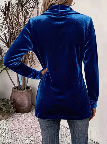 Full Size Velvet Open-Front Cardigan Plus Size by Trendsi
