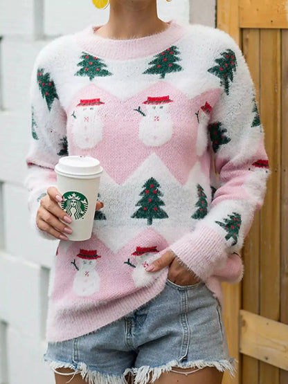 Christmas Snowman Dropped Shoulder Sweater by Trendsi