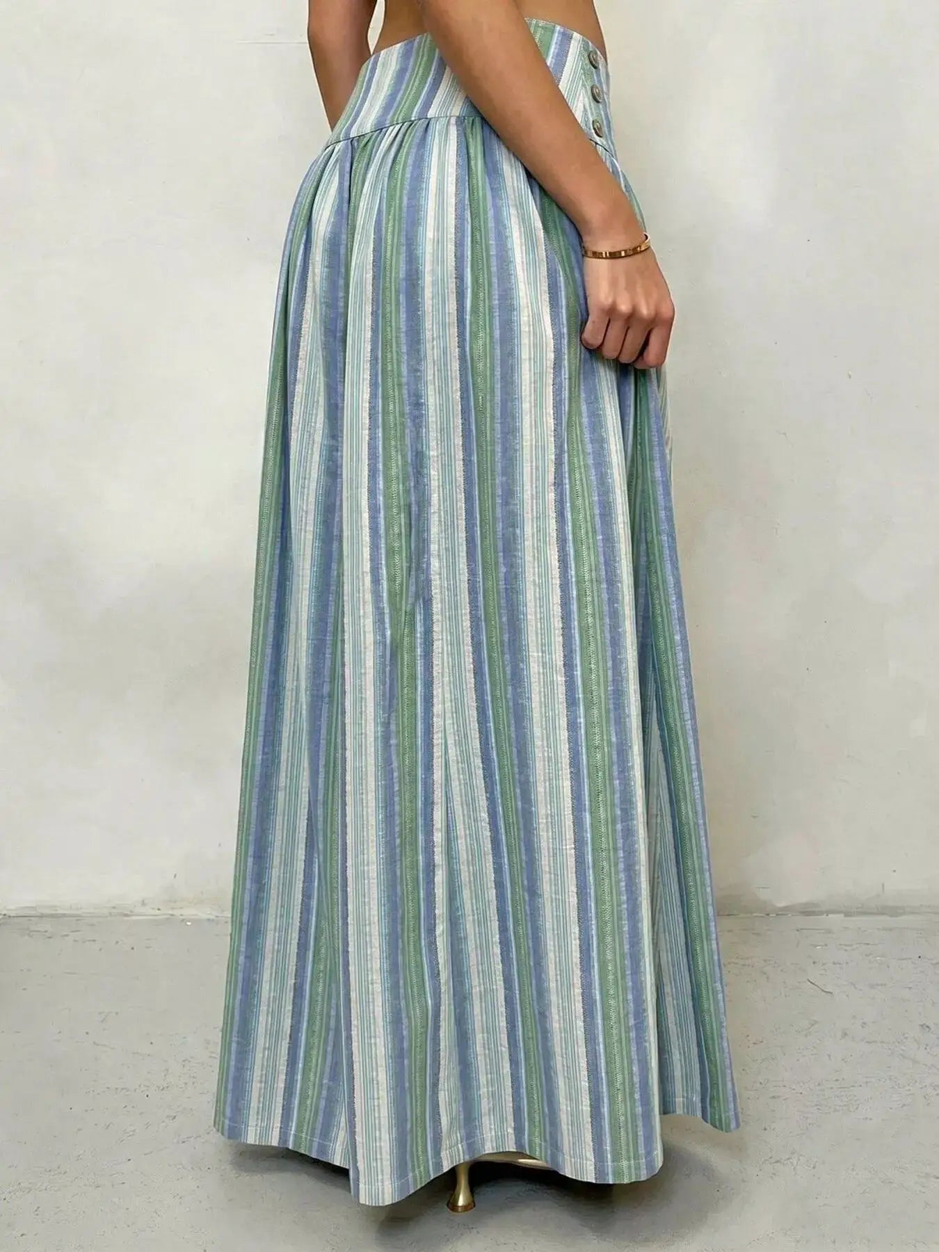 High-Waisted Striped Wide-Leg Casual Pants by Trendsi