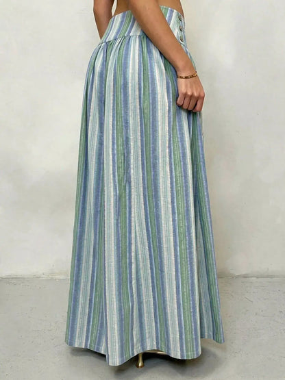 High-Waisted Striped Wide-Leg Casual Pants by Trendsi