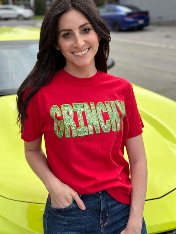 Grinchy Faux Sequin Tee