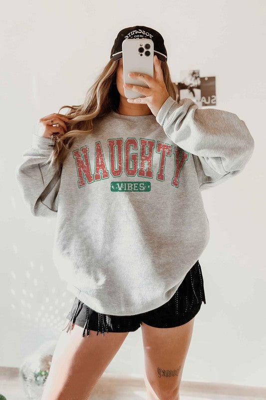 NAUGHTY VIBES CHRISTMAS GRAPHIC SWEATSHIRT