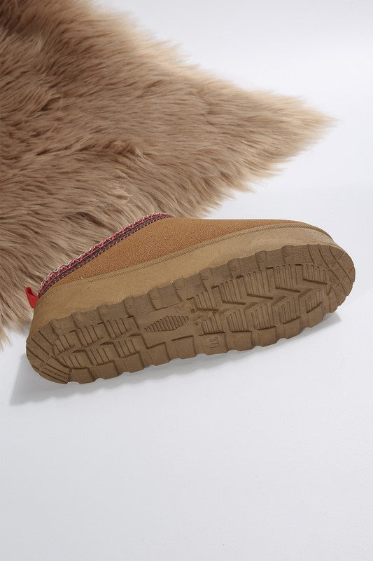 Chestnut Suede Contrast Plush Lined Snow Boots