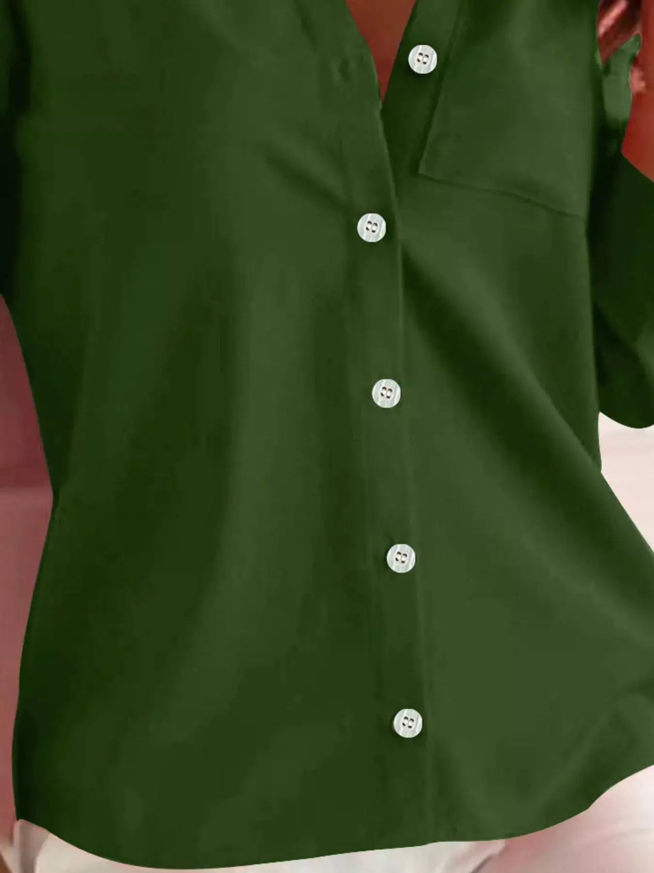 Button-Down Roll-Up Sleeve Shirt by Trendsi