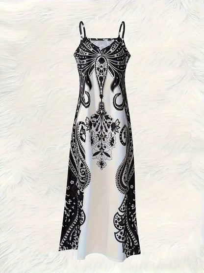 Printed Spaghetti Strap Maxi Dress by Trendsi