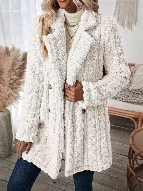 Sherpa long button front coat