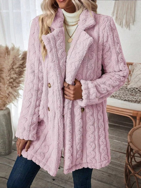 Sherpa long button front coat