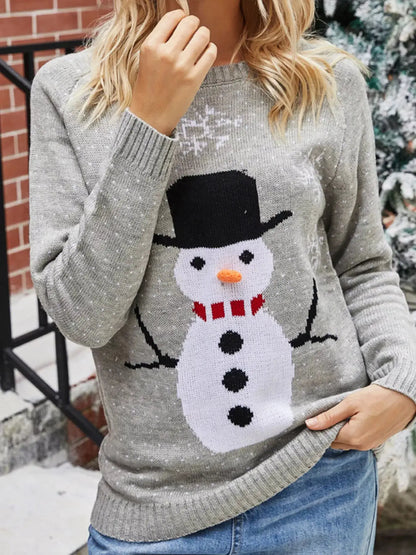 Snowman Graphic Raglan Sleeve Sweater by Trendsi