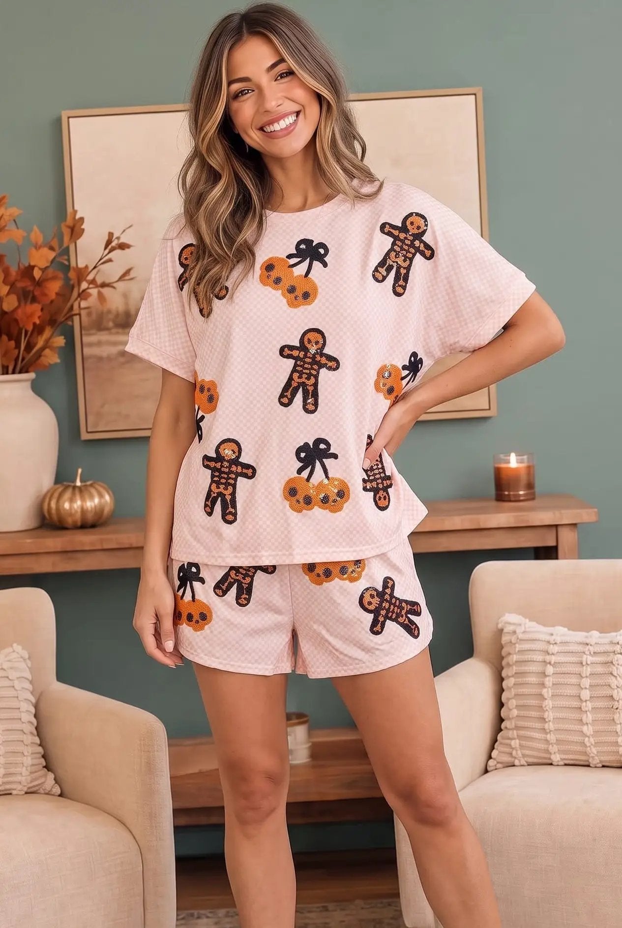 Spooky Season Sequin Lazy Day Short Set by Fantastic Fawn