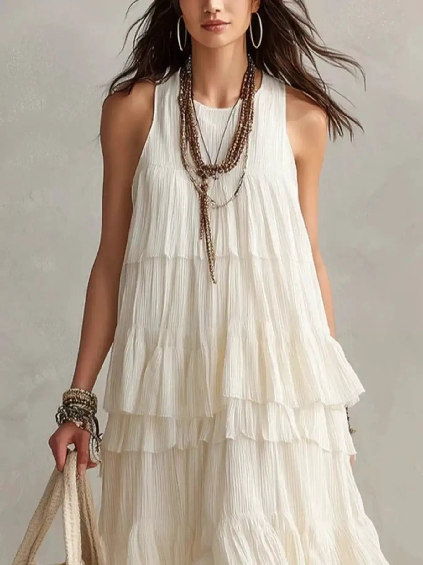 Layered Ruffle Sleeveless Maxi Dress by Trendsi
