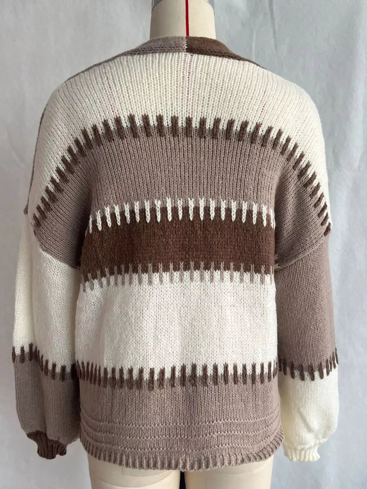 Color-Block V-Neck Cardigan by Trendsi