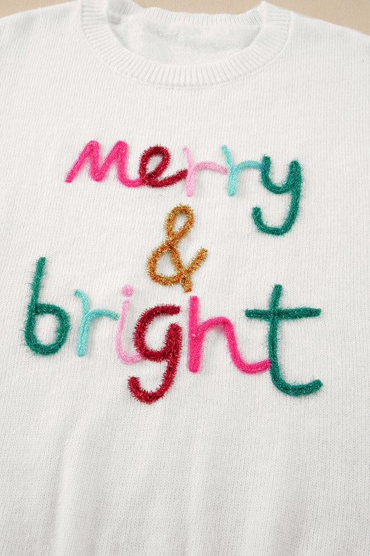 Glitter Merry & Bright Round Neck Knit Sweater