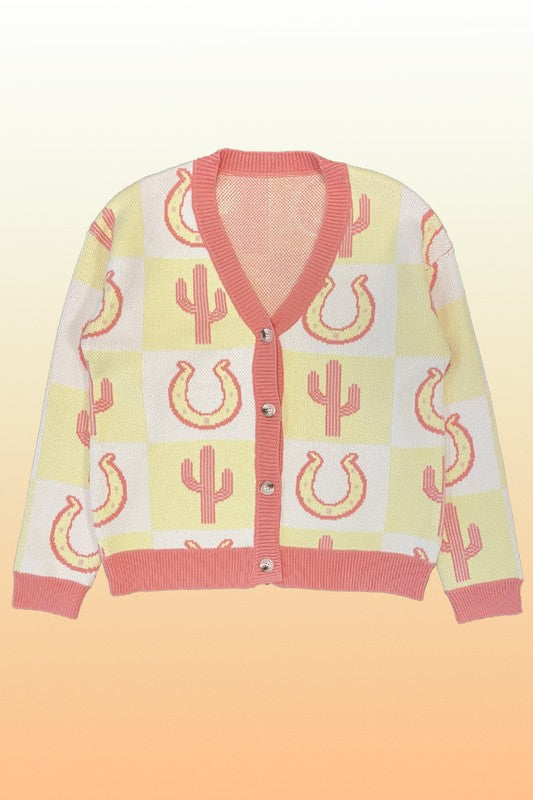 Tiled Cactus horseshoe knit cardigan