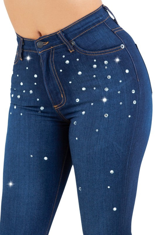 Vegas Glam Bell Bottom Jean in Dark Wash