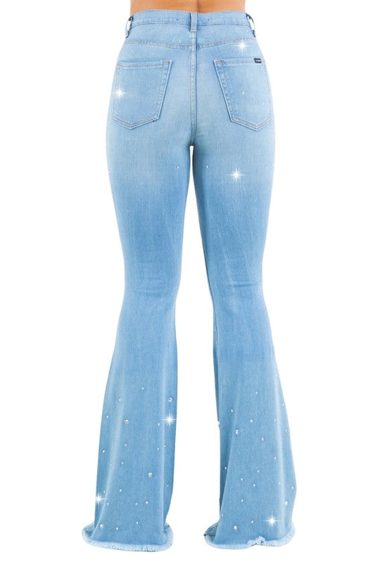 Vegas Glam Bell Bottom Jean in Light Wash