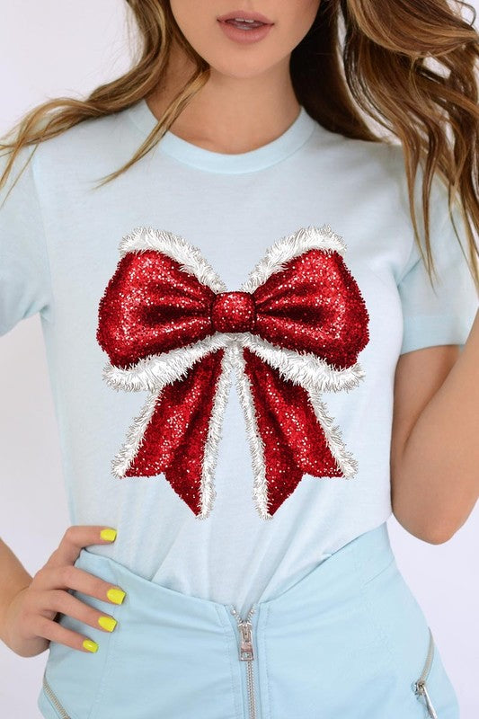 Christmas Santa Bow Graphic Tee