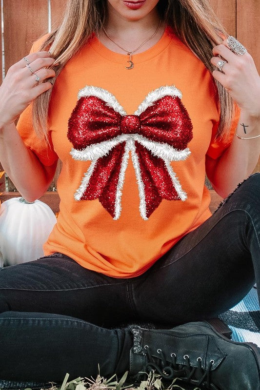 Christmas Santa Bow Graphic Tee