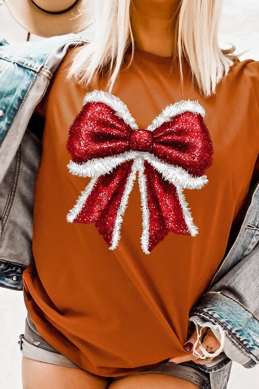 Christmas Santa Bow Graphic Tee