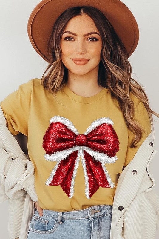 Christmas Santa Bow Graphic Tee