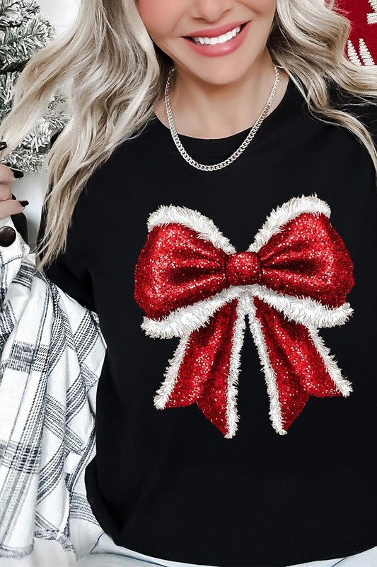 Christmas Santa Bow Graphic Tee