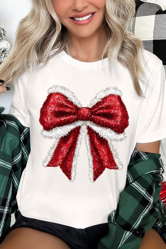 Christmas Santa Bow Graphic Tee