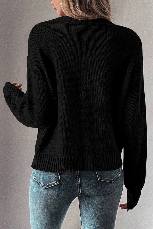 Hollow Knit Drop Shoulder Cardigan