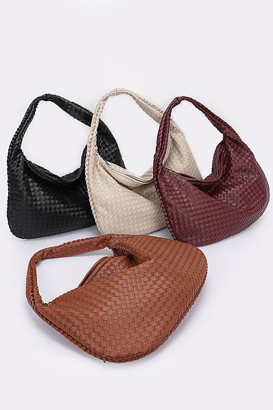 Weaved Faux Leather Soft Shoulder Bag