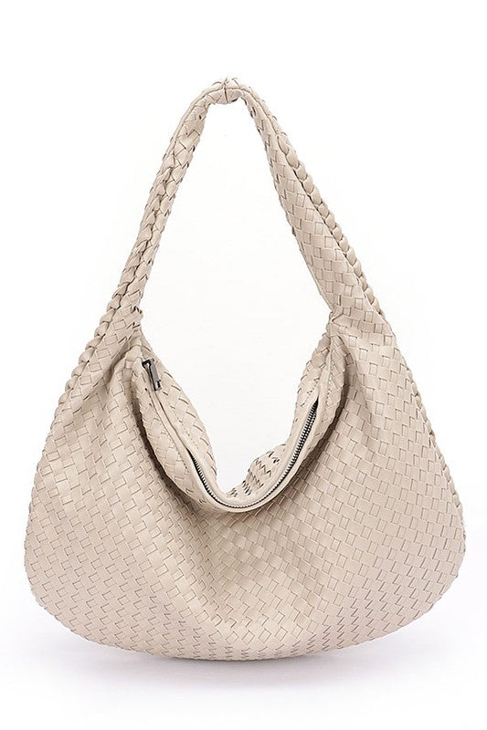 Weaved Faux Leather Soft Shoulder Bag