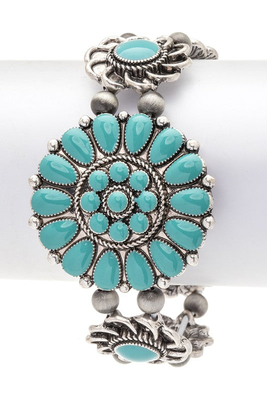 Enamel Flower Western Boho Stretch Bracelet