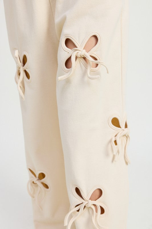 FRENCH TERRY PANTS WITH CUTOUT DETAIL