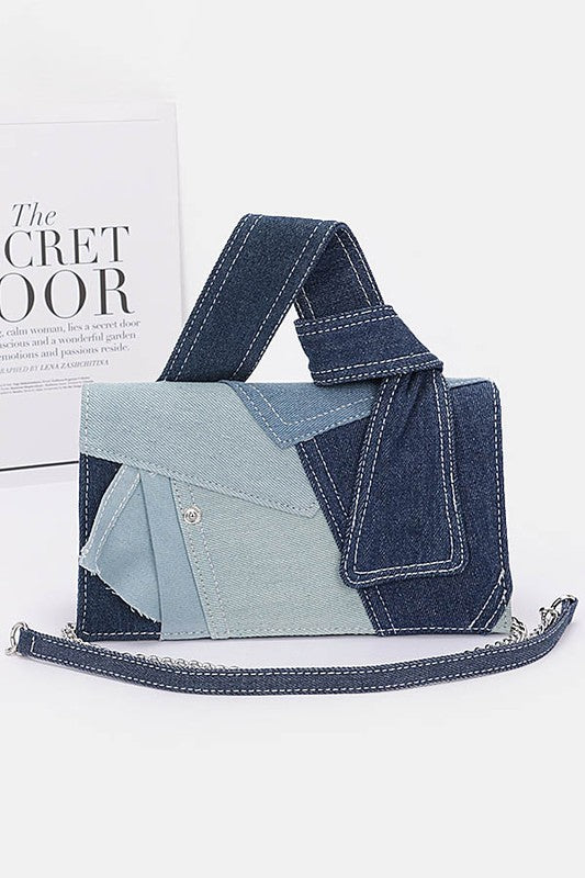 Mix Piecing Denim Crossbody Bag