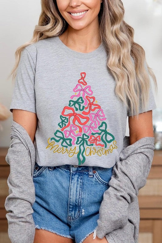 Coquette Bow Christmas Tree Graphic Tee