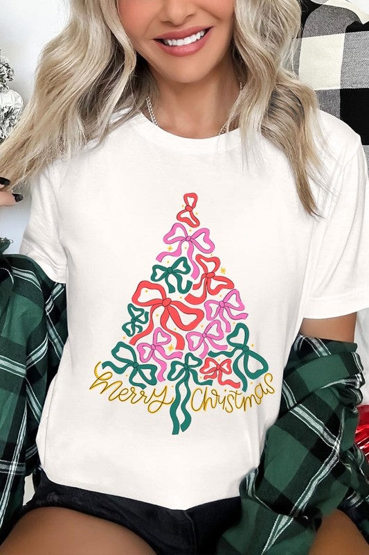 Coquette Bow Christmas Tree Graphic Tee