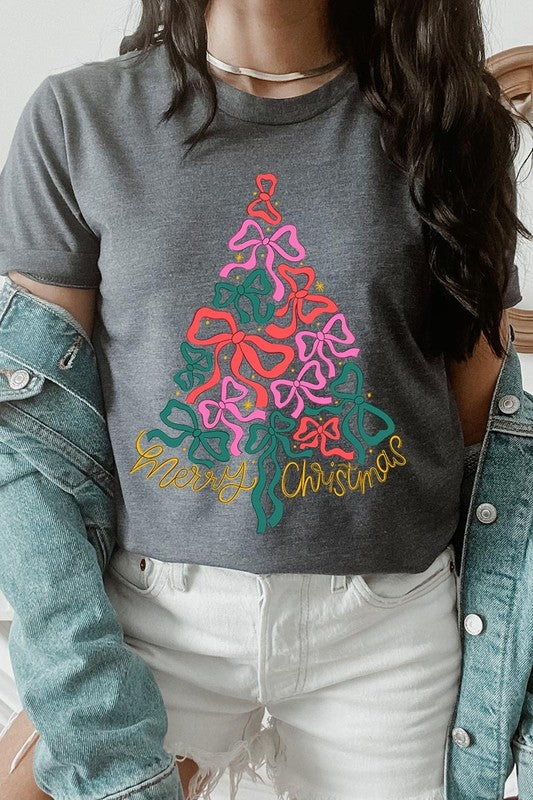 Coquette Bow Christmas Tree Graphic Tee