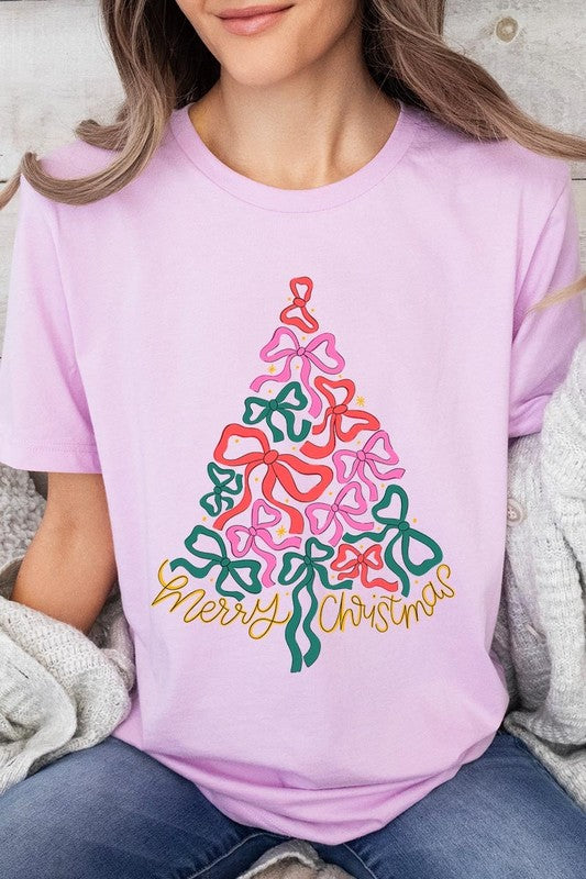 Coquette Bow Christmas Tree Graphic Tee