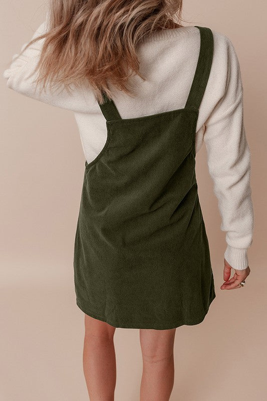 Women Front Pockets Sleeveless Overall Dress