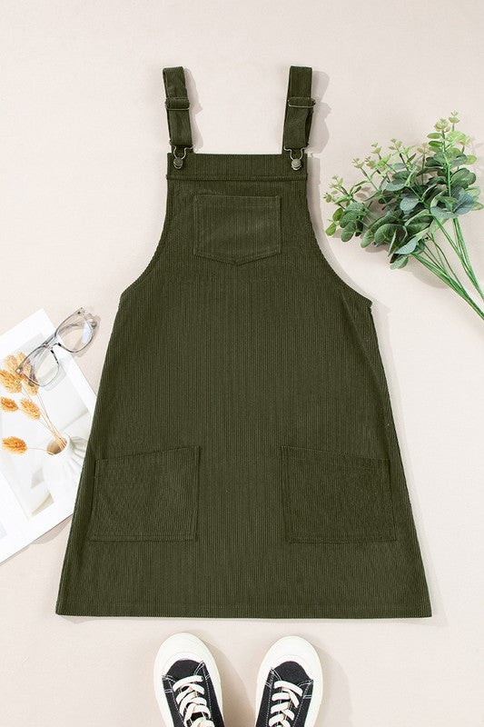 Women Front Pockets Sleeveless Overall Dress