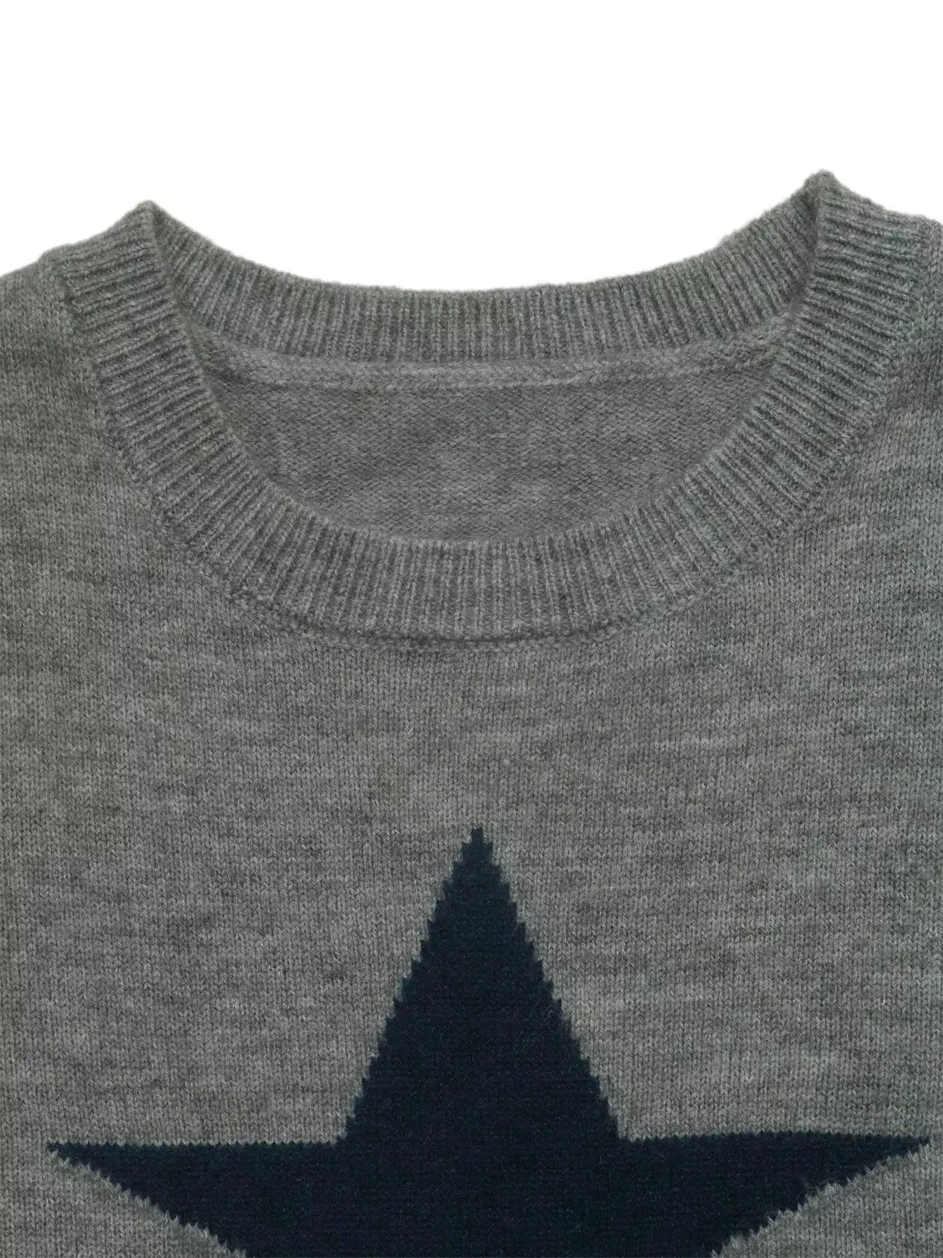Star-Patterned Dropped Shoulder Sweater by Trendsi