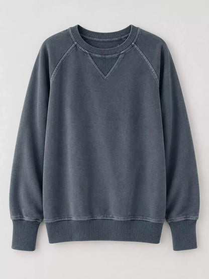 Crew Neck Raglan Sleeve Sweatshirt by Trendsi