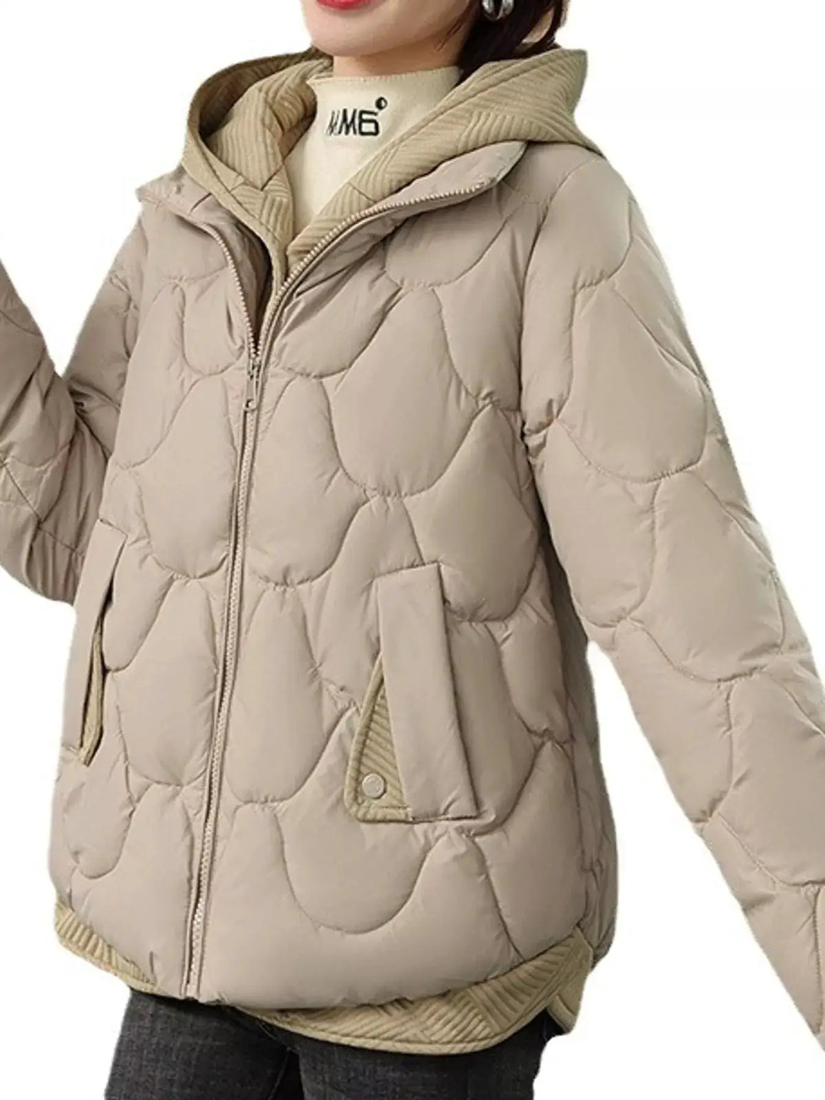 Plus Size Quilted Hooded Puffer Jacket with Snap-Button Closure by Trendsi