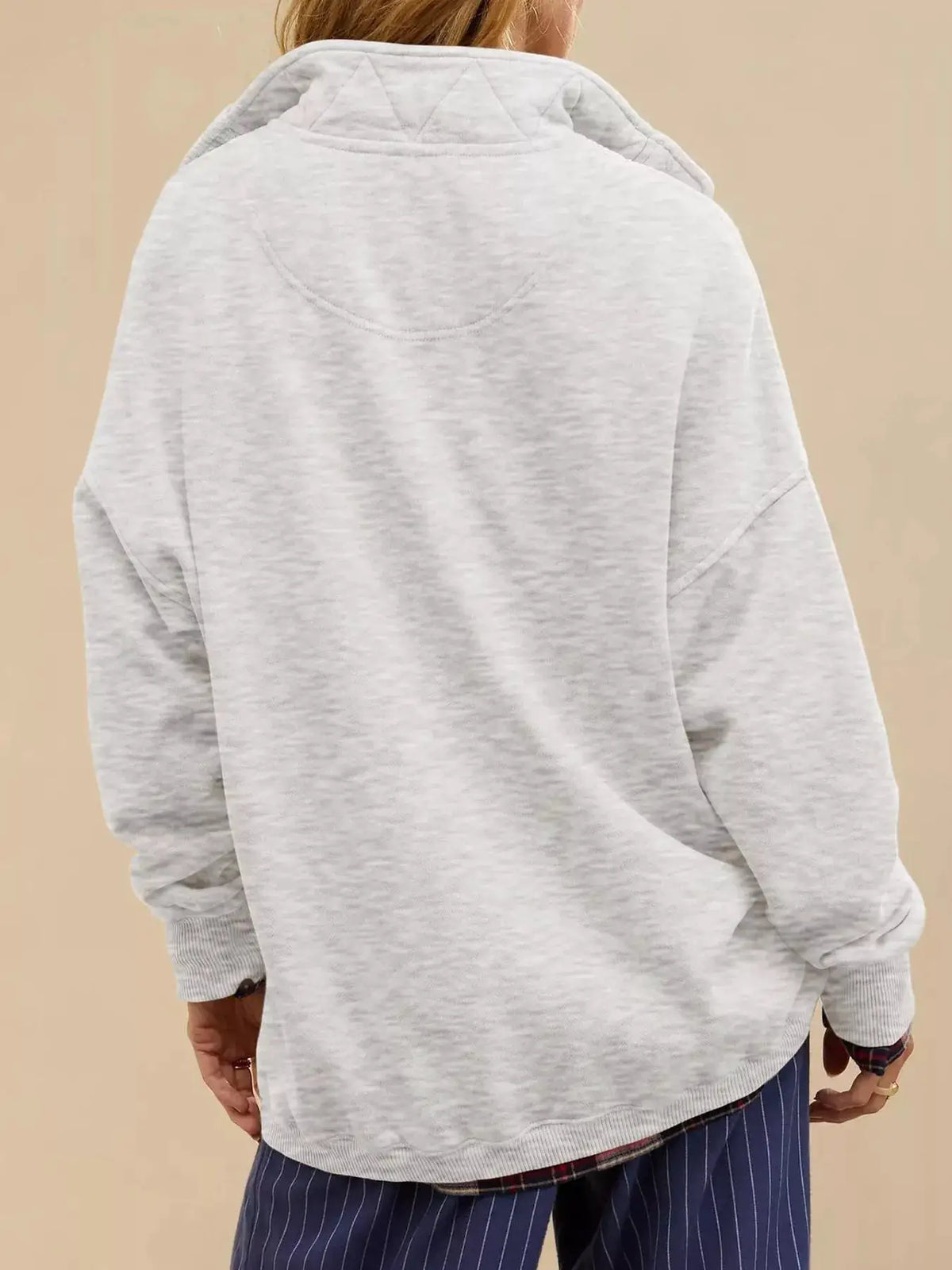 Half Snap Dropped Shoulder Sweatshirt by Trendsi