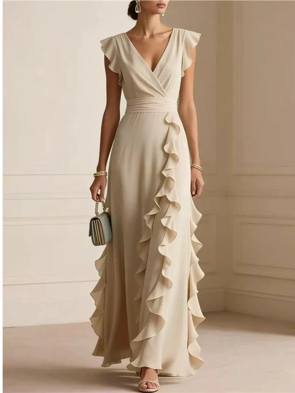 Ruffled Surplice Sleeveless Maxi Dress by Trendsi