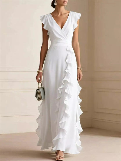 Ruffled Surplice Maxi Dress by Trendsi