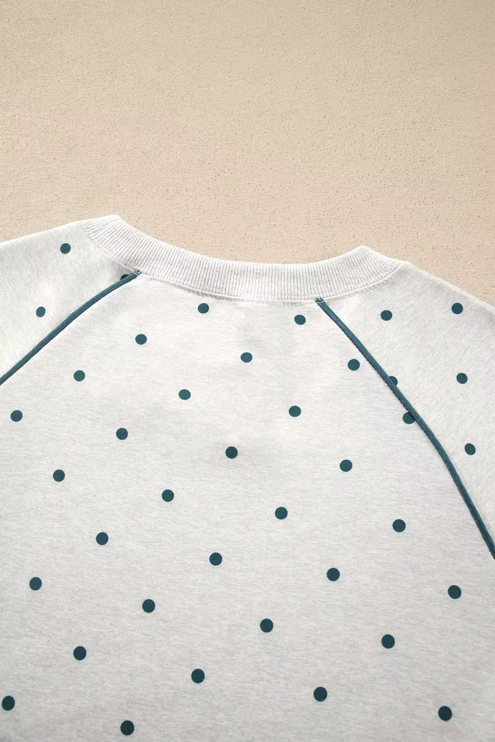Polka Dot Print Piping Trim 3/4 Sleeve Relaxed Top by Trendsi