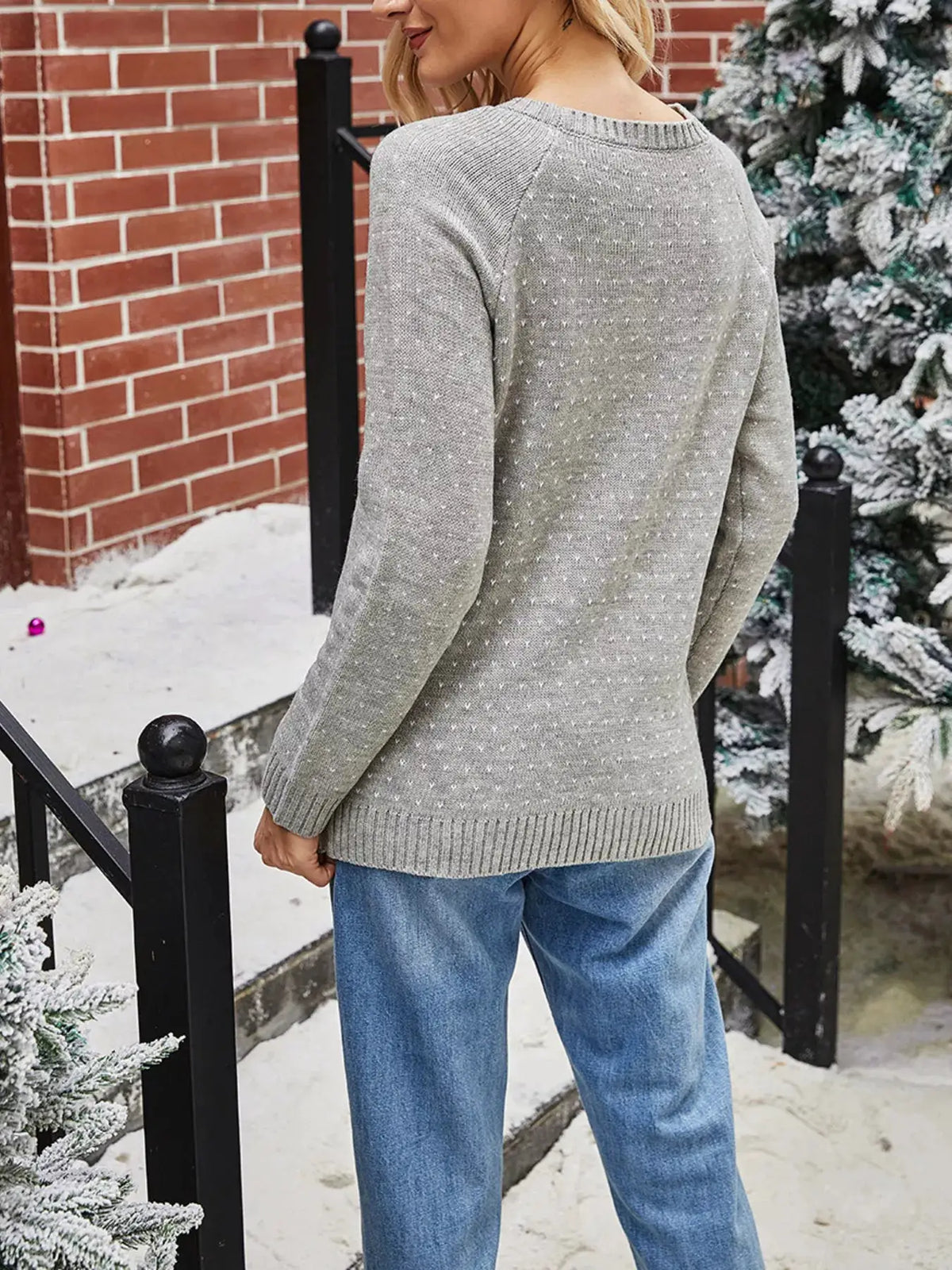 Snowman Graphic Raglan Sleeve Sweater by Trendsi
