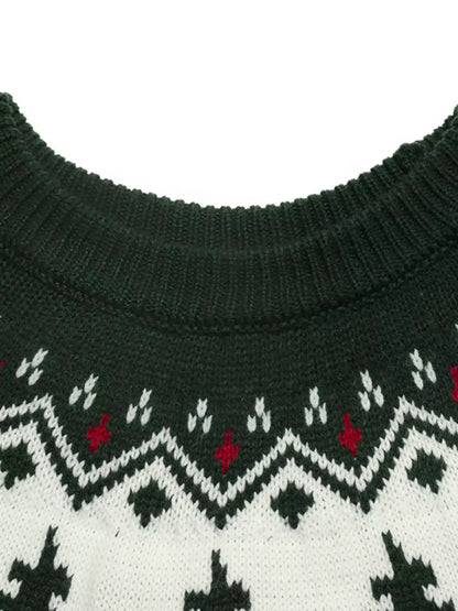 Christmas Tree Pattern Round Neck Sweater by Trendsi